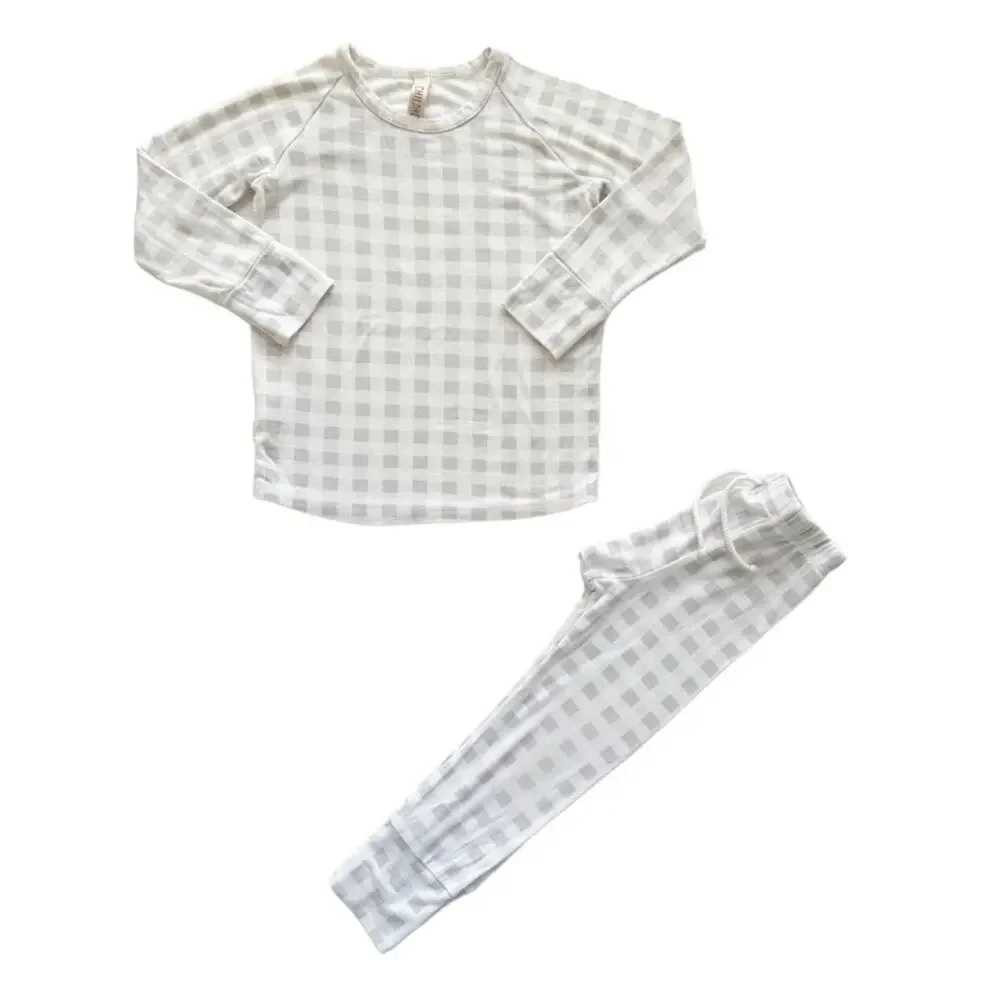 Childhoods Gray Gingham Rib Knit Set Size 3T